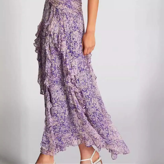 Women's Chiffon Printed Fairy Long Elegant Dress Dresses