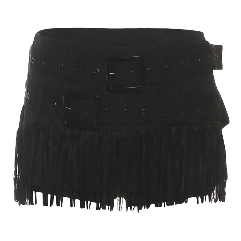 Color Stitching Tassel Design Sense American Skirts