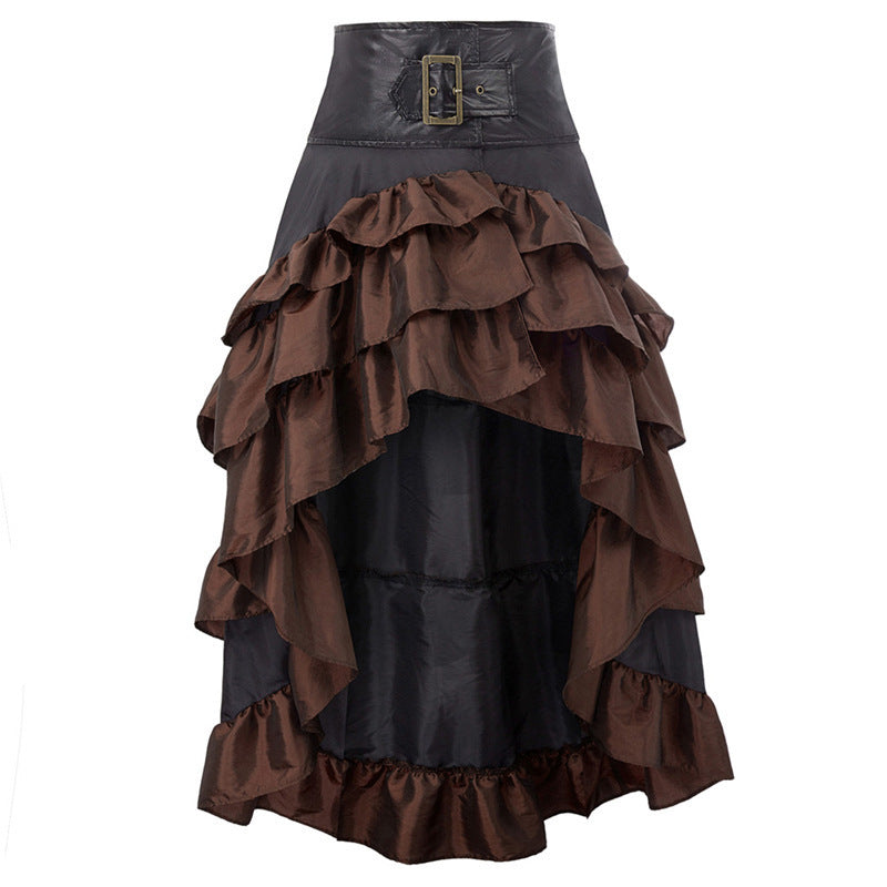 Front Long Back Irregular Ruffles High Waist Dresses