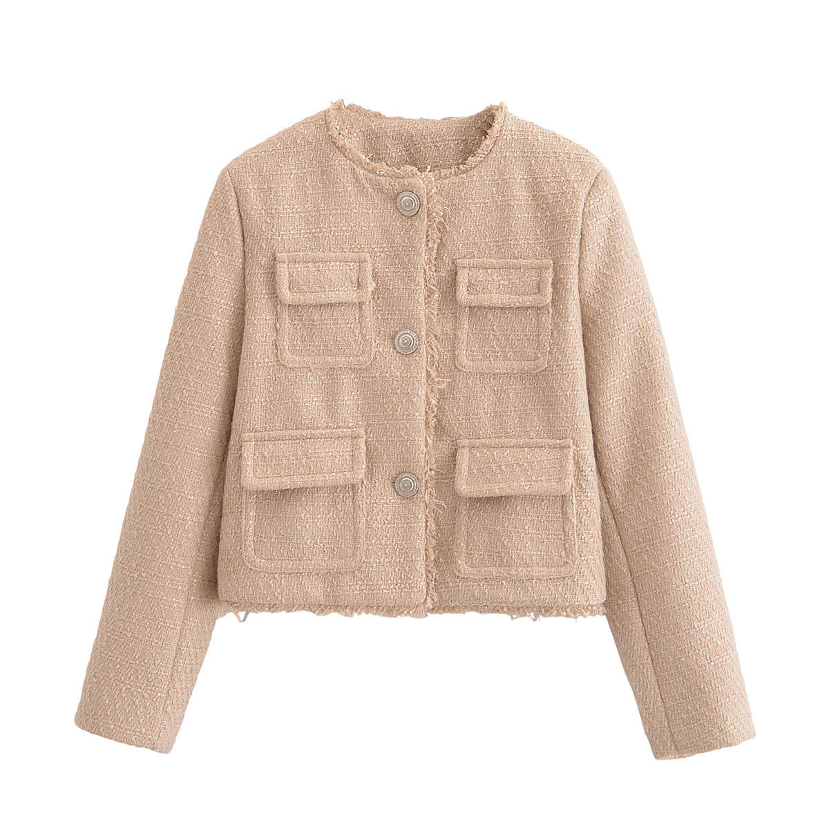 Women's Fashion Blended Tweed Gold Style Coats