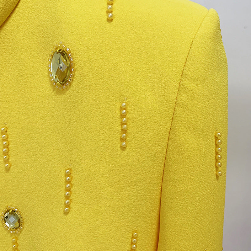 French Romantic Beads Rhinestones Mid-length Dress Suits
