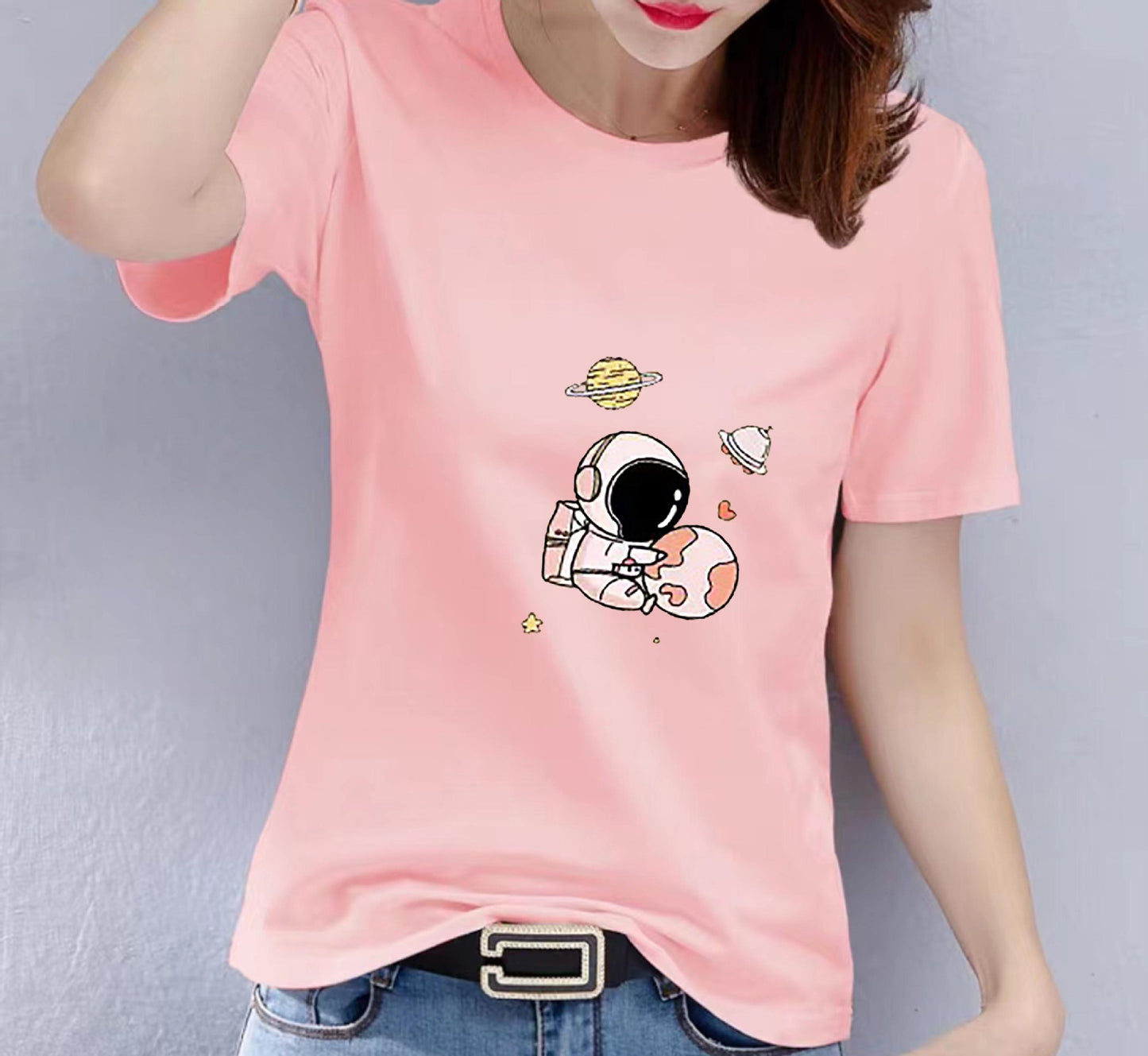 Women's T-shirt Summer Letters Korean Style Loose Blouses