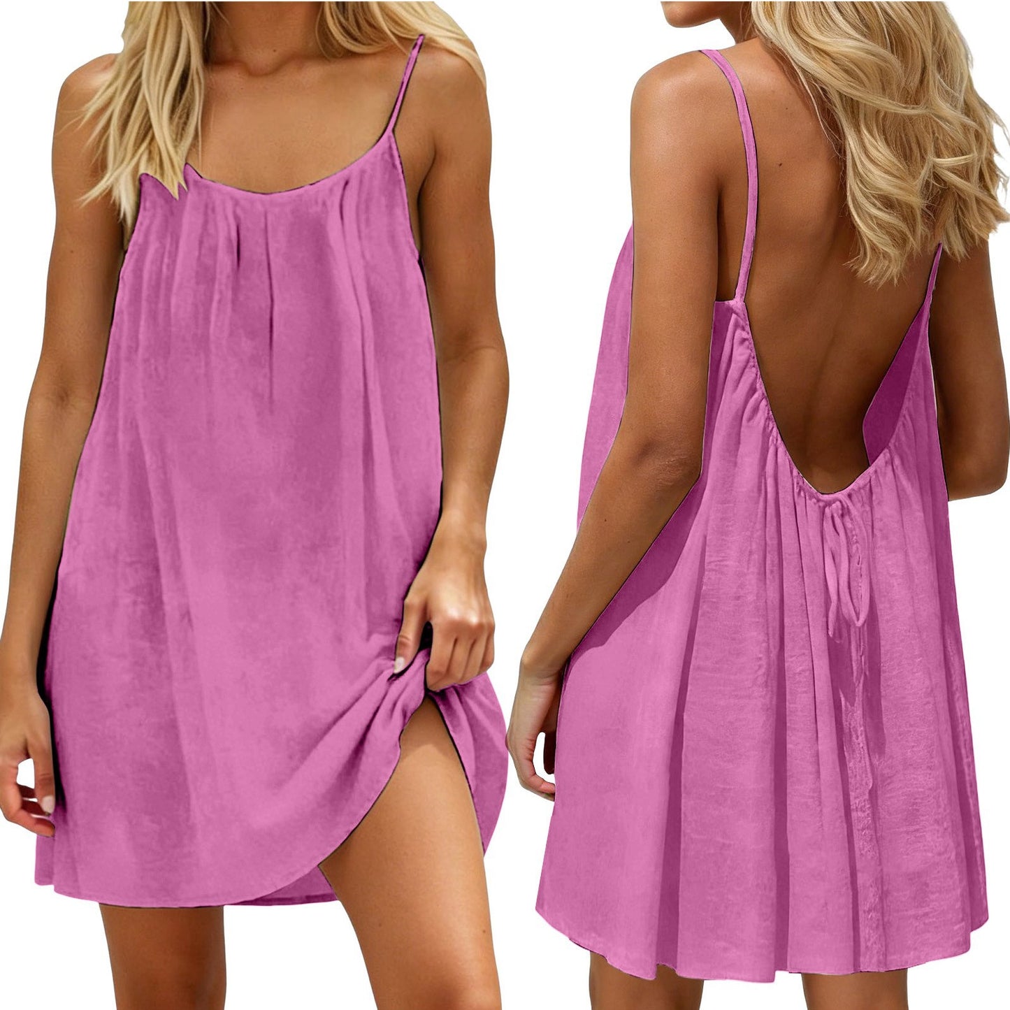 Women's Solid Color Summer Casual Sexy Sling Dress