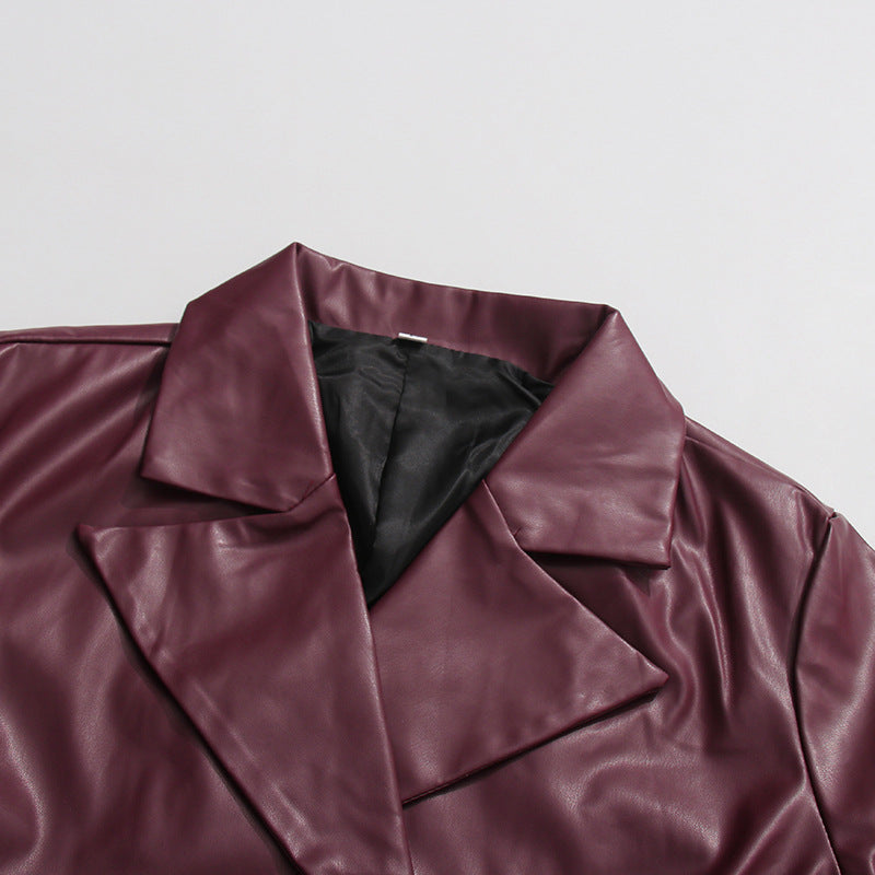 Lapel Double Breasted Drawstring Patchwork Slimming Jackets