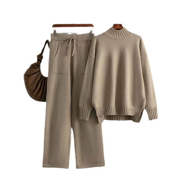 Women's Knitting Thick Loose Collar Long Sleeves Suits
