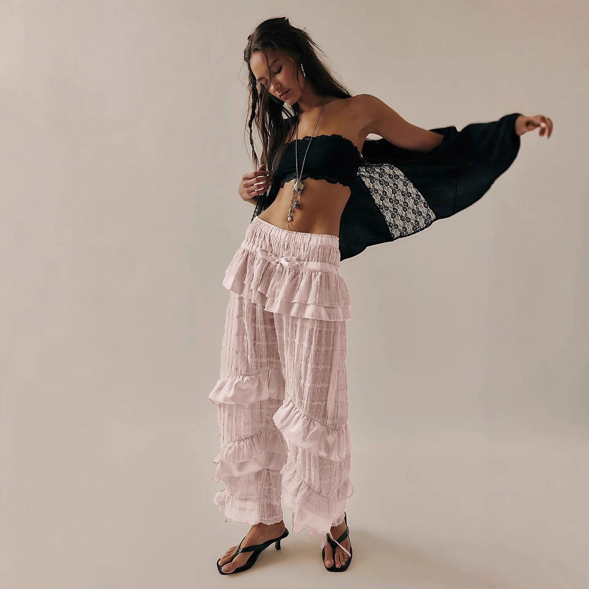 Lace Stitching Loose Trendy Hot Low Pants