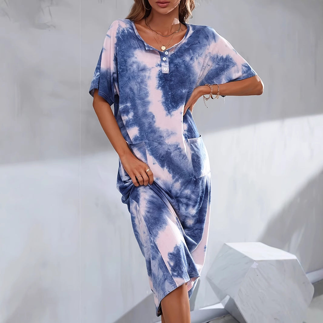 Women's T-shirt Summer Casual Loose Slimming Pocket Dress