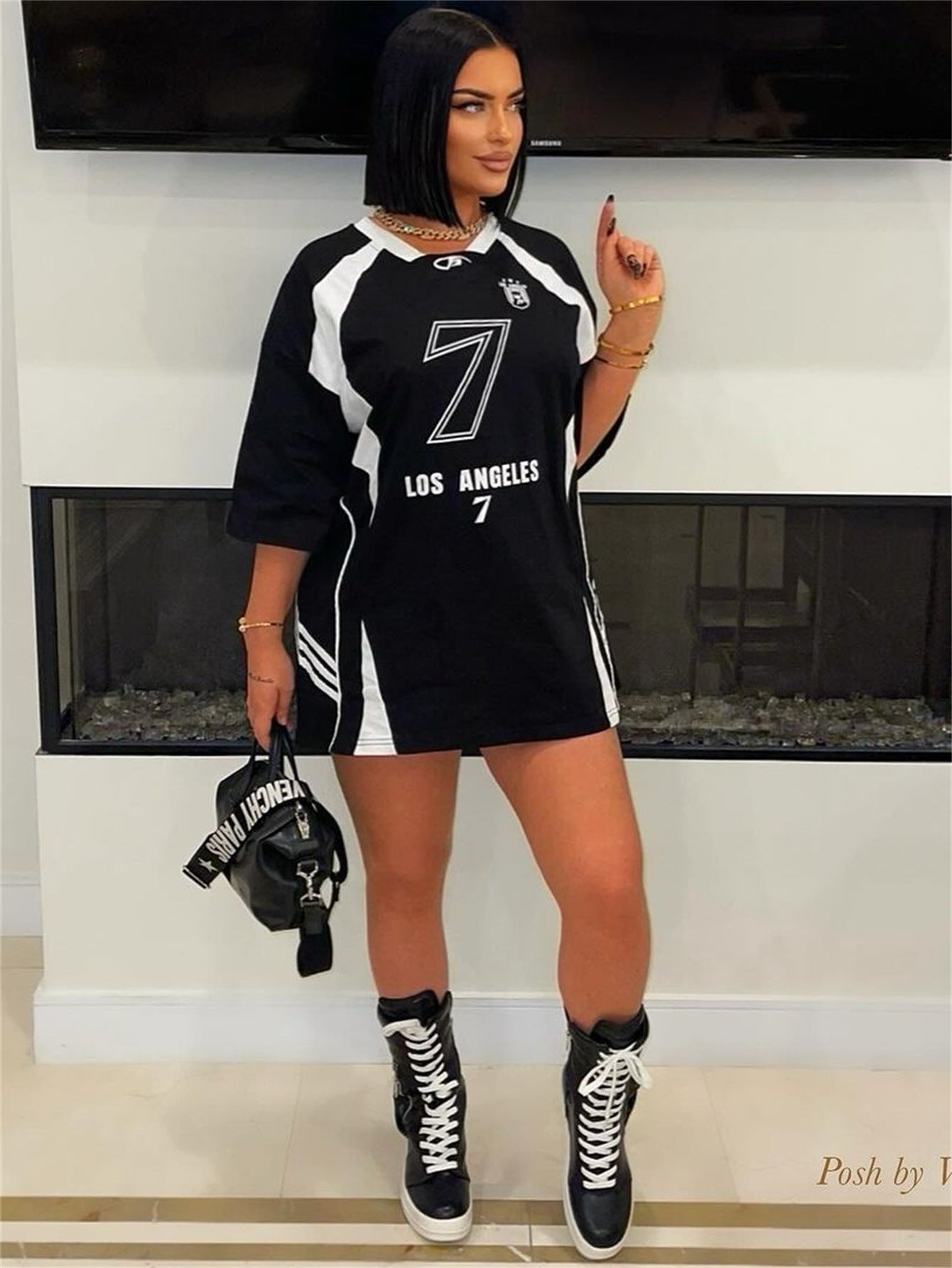 Autumn Print Motorcycle Sports Casual Style Dress