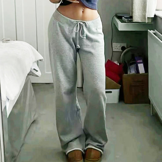 Color Elastic Lace Straight Simple Slimming Wide Pants