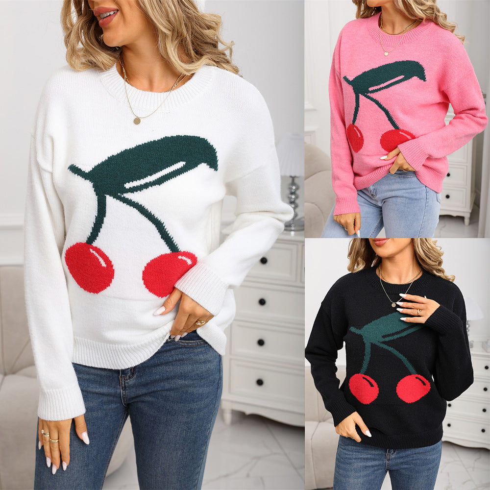 Women's Cute Cherry Valentine's Day Casual Fashion Sweater