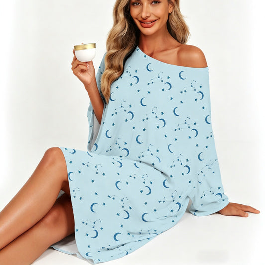Classic Women's Printed Casual Nightgown Shawl Dress