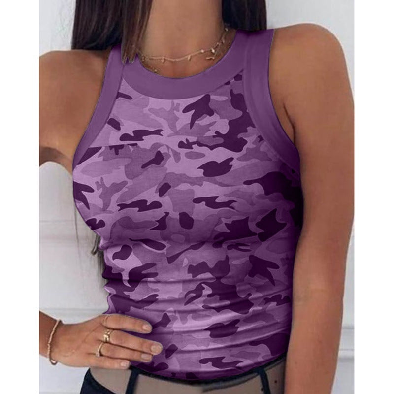 Women's Digital Printed Wear Round Neck Sexy Blouses