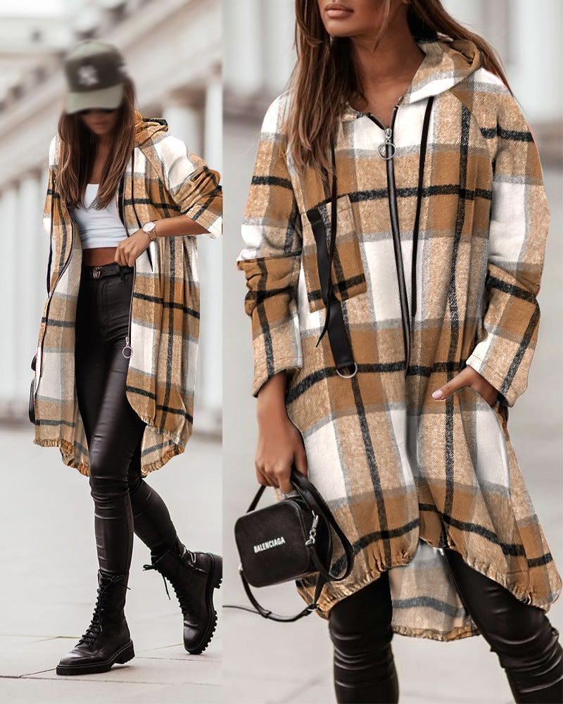 Popular Unique Plaid Long Sleeve Baggy Dresses
