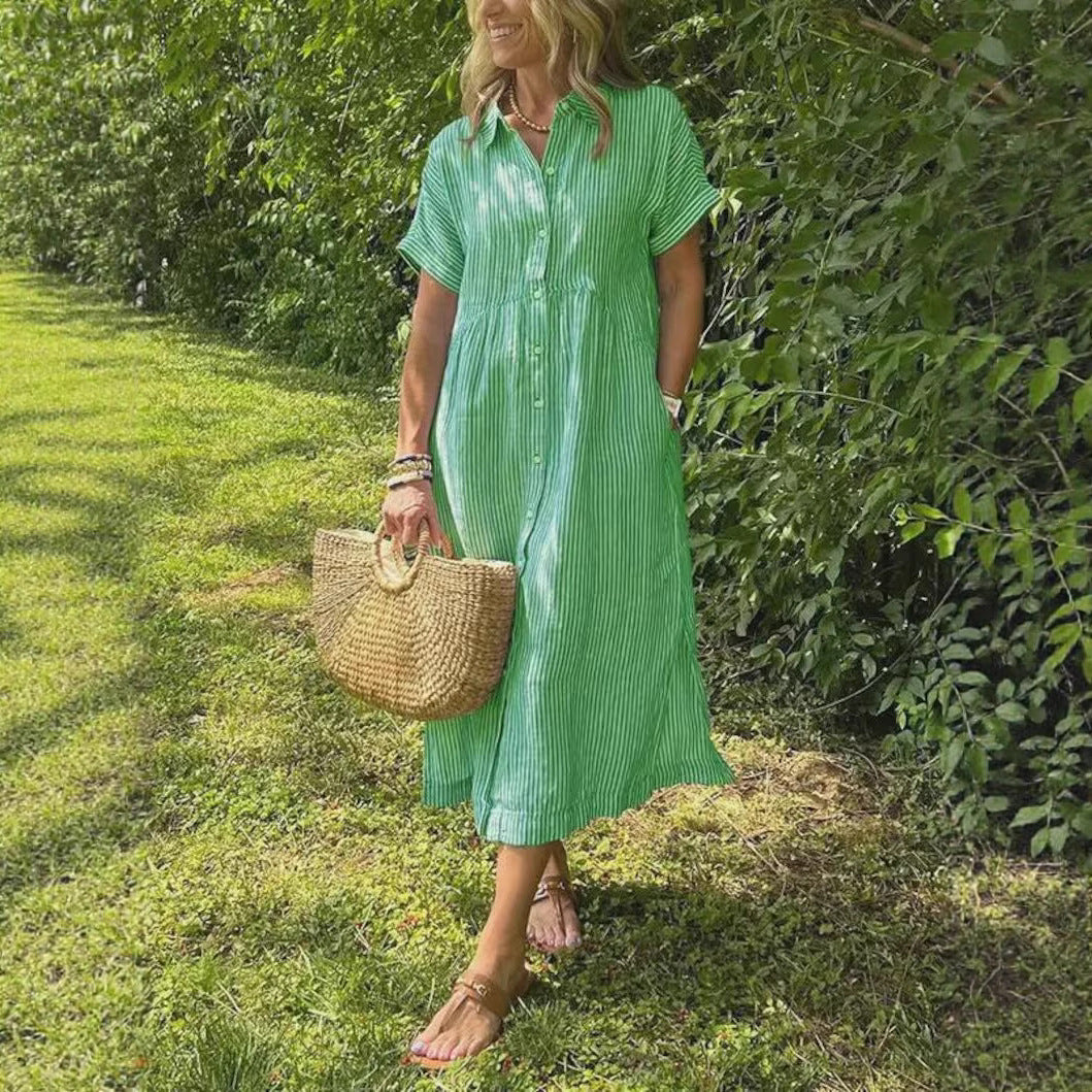Pretty Elegant Women's Striped Printed Loose Dress