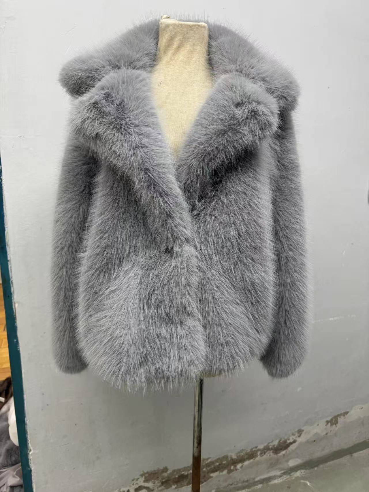 Women's Lapel Imitation Fur Street Fox Coats