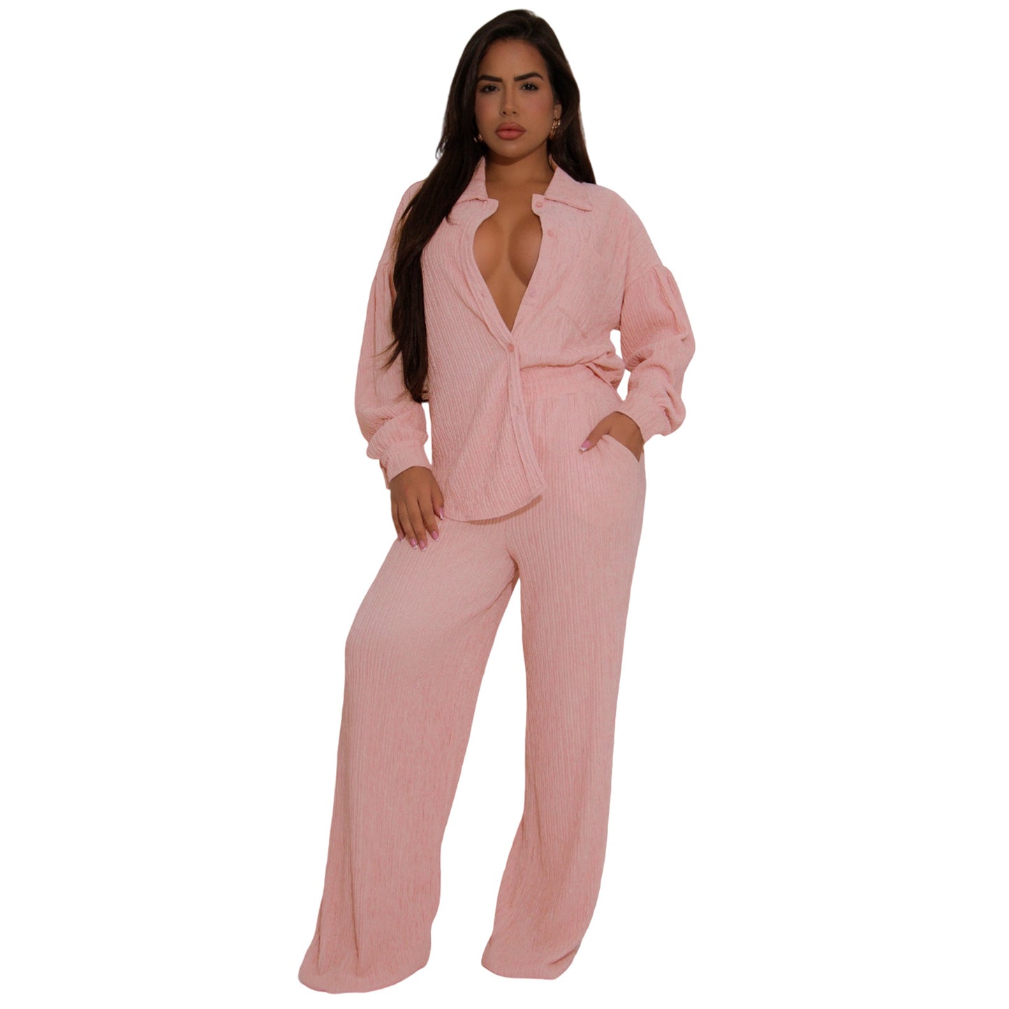 Women's Elastic Crumpled Swing Wide Leg Suits