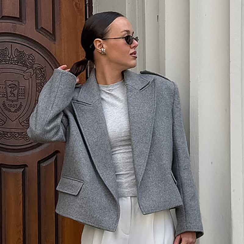 Women's Solid Color Wool High-grade Graceful Fashionable Blazers