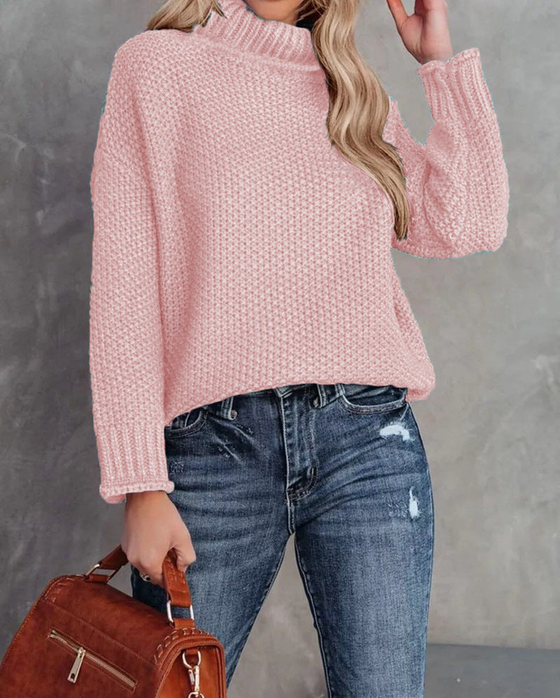 Women's Turtleneck Knitting Long Sleeve Hemming Women's Sweater
