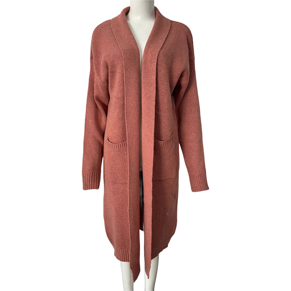 Trendy Knitted Loose Long Large Pocket Knitwear