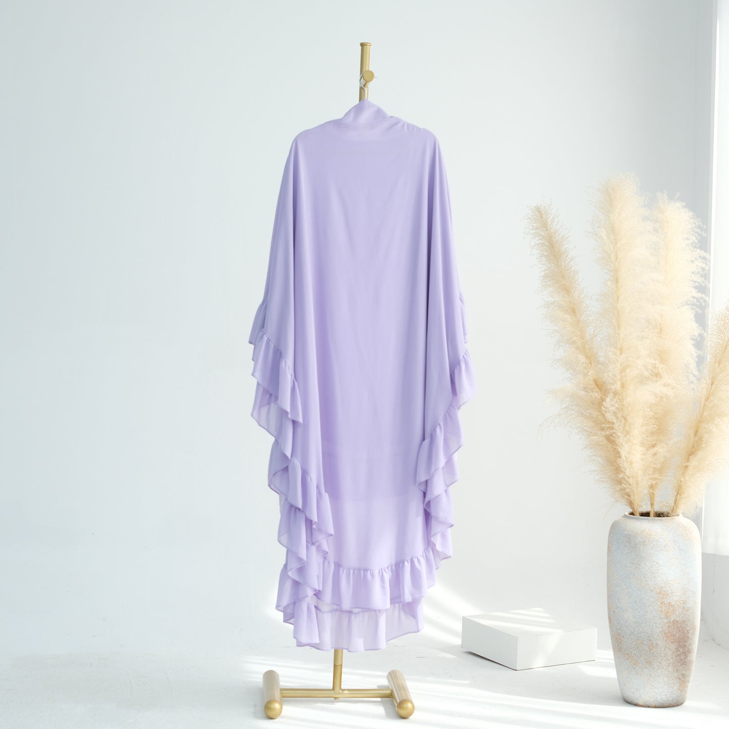 Ruffled Big Swing Headscarf Solid Color Dresses