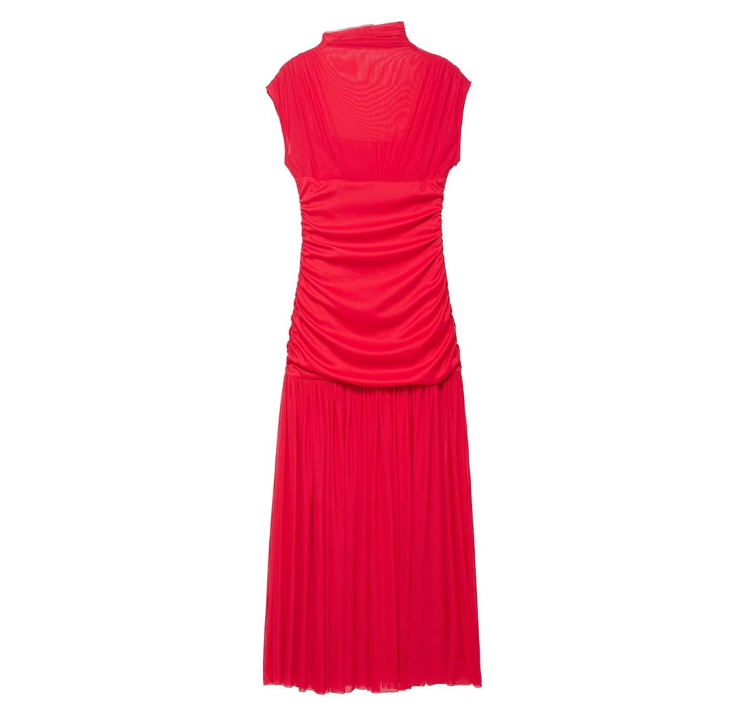 Women's Slim Fit Sexy Silk Net Stitching Sleeveless Dresses