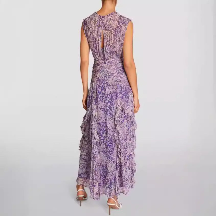 Women's Chiffon Printed Fairy Long Elegant Dress Dresses