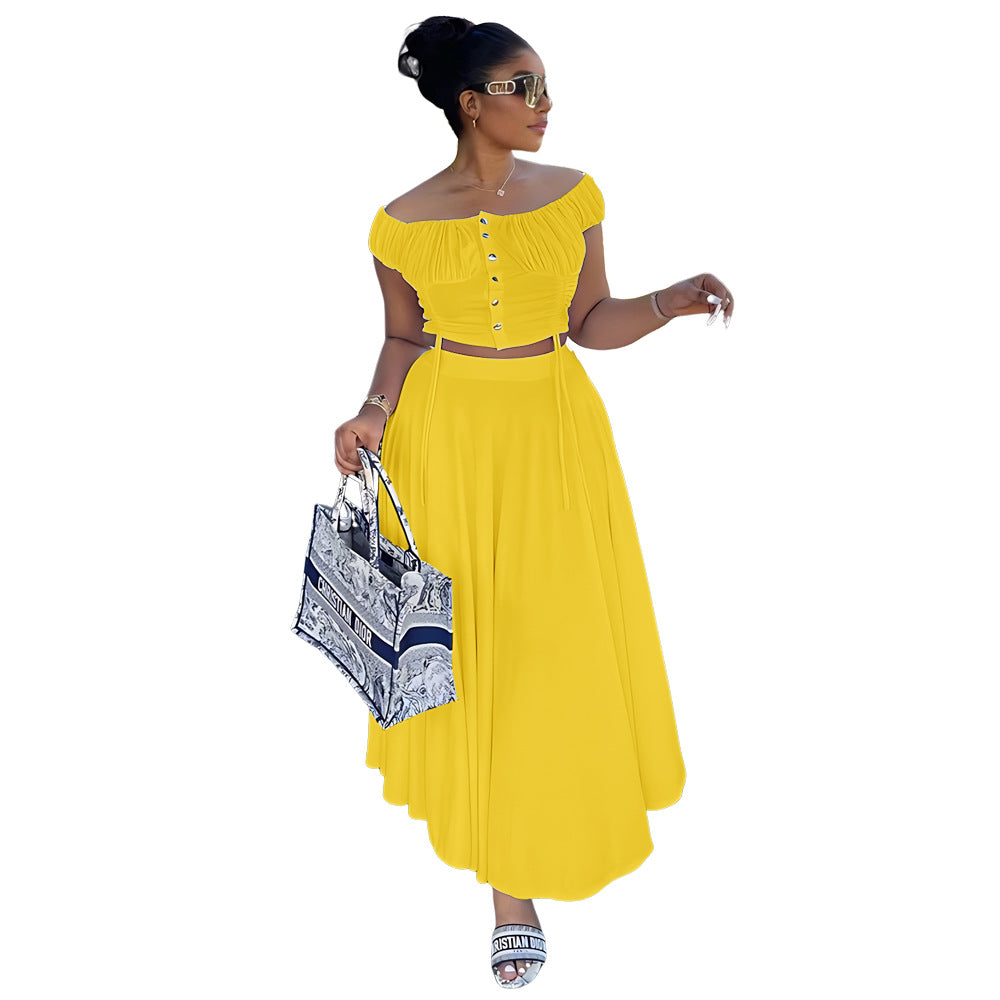 Line Draping Effect Long Fashion Two-piece Suits