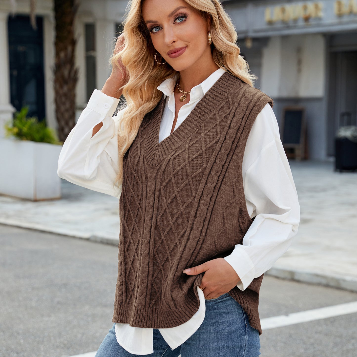 Versatile Glamorous Women's Loose Outer Waistcoat Sweaters