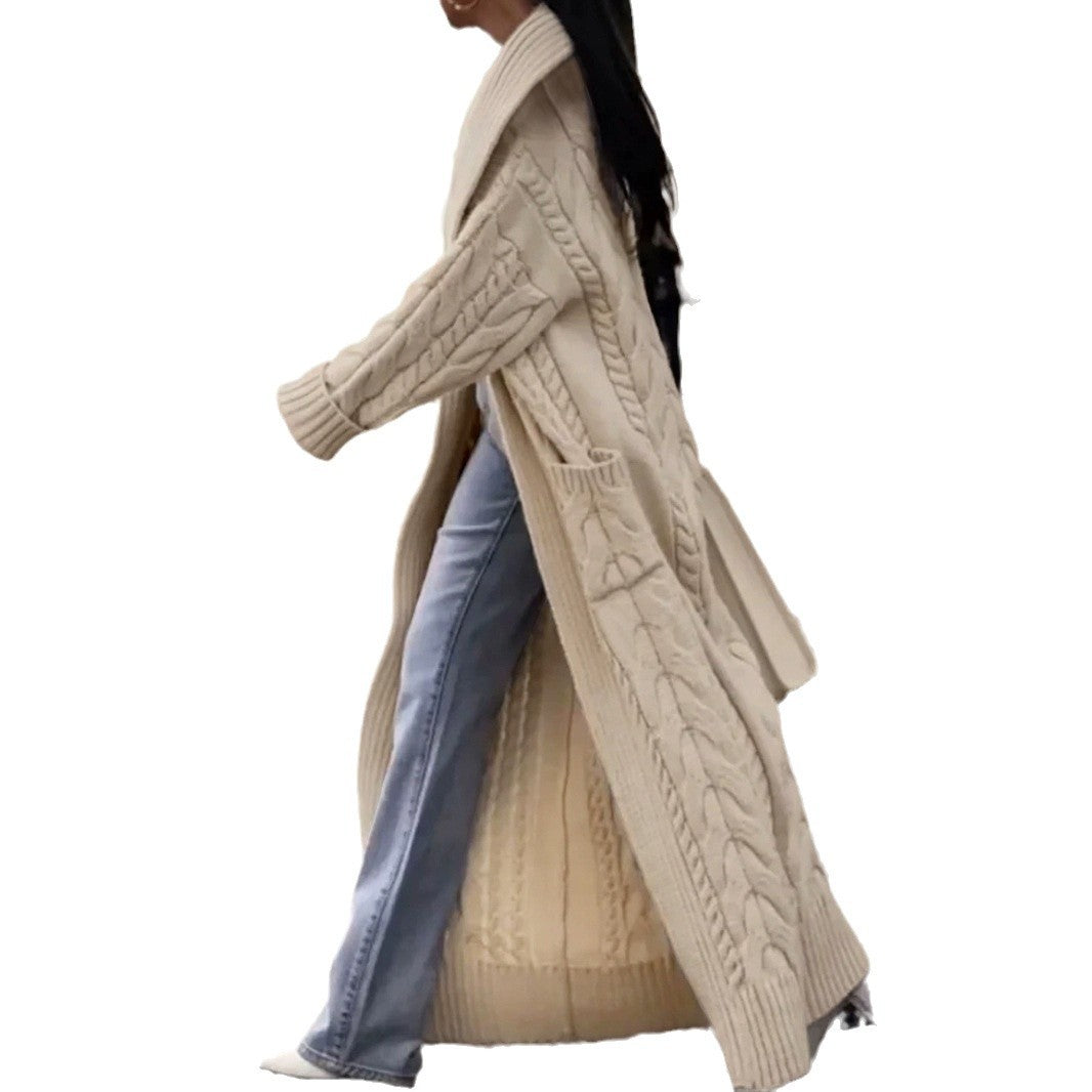 Source Thick Hemp Flowers Large Lapel Sweaters