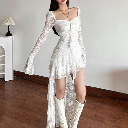 Women's High Waist Fashion Square Collar Long Dresses
