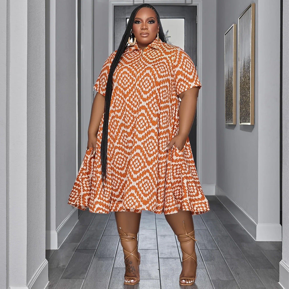 Printed Dress Vacation Style Collar Sleeve Dresses