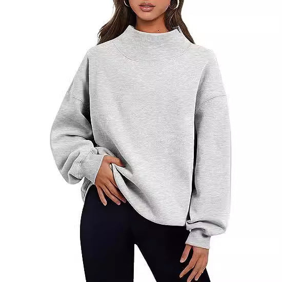 Women's Neck Hoodie Loose Fleece Shirt Long Sleeve Fashion Women's Sweater, Sweater