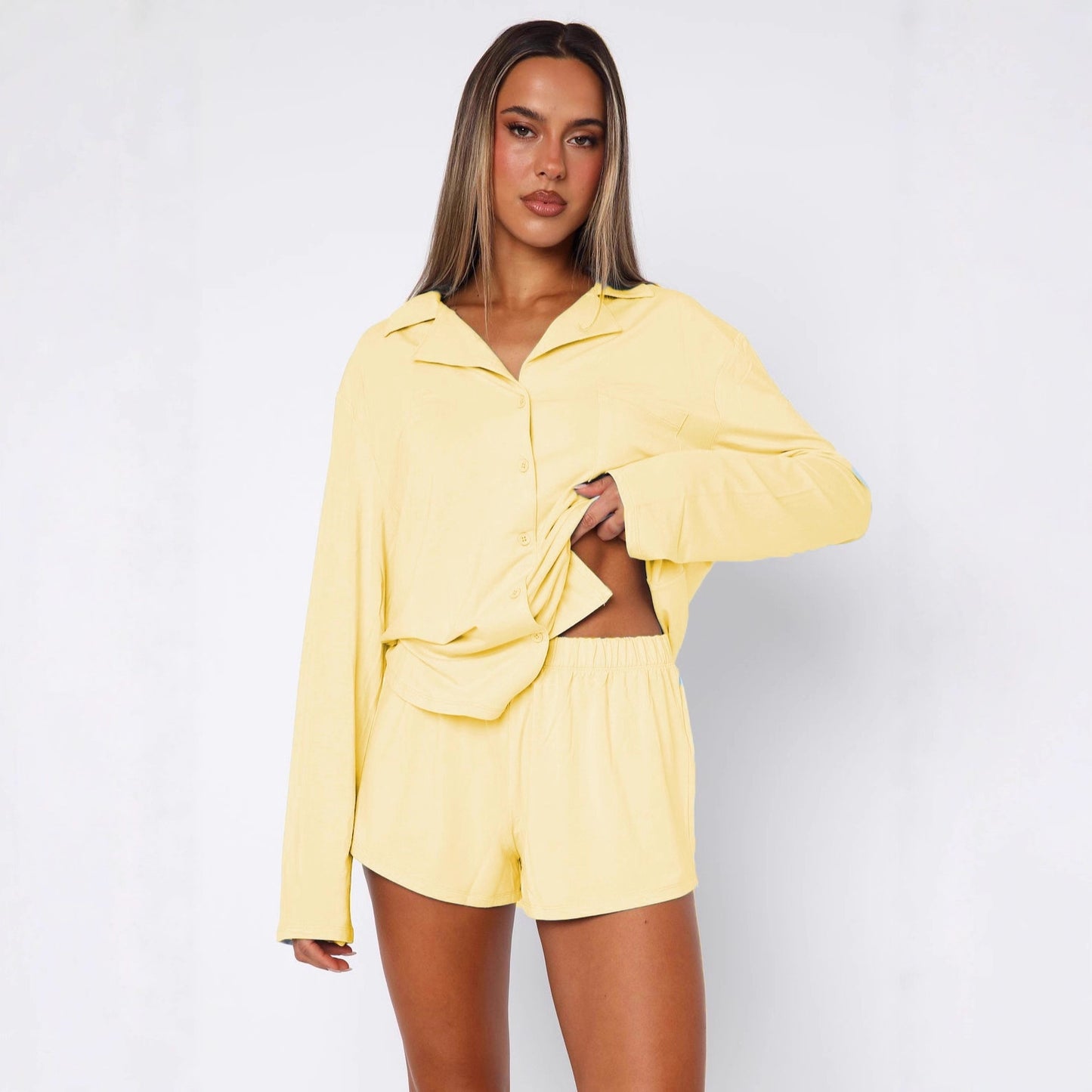 Women's Pajamas Lapel Long Sleeve Two-piece Set Fashion Casual Suit
