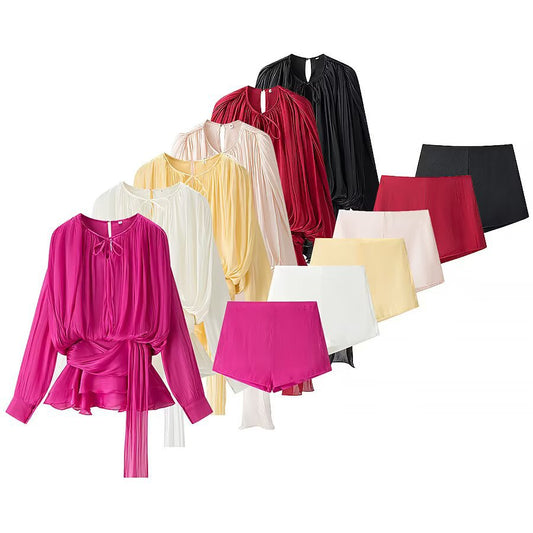 Women's Homemade Classic Pleated Ribbon Design Loose Suits