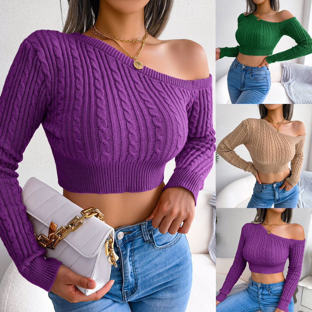 Women's Fashion Twist Off Shoulder Long Sleeve Clothing