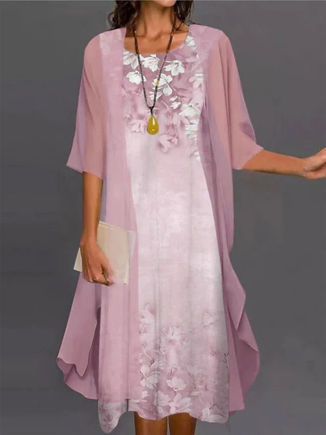 Women's Summer Casual Dress Two-piece Set Flowers Dresses