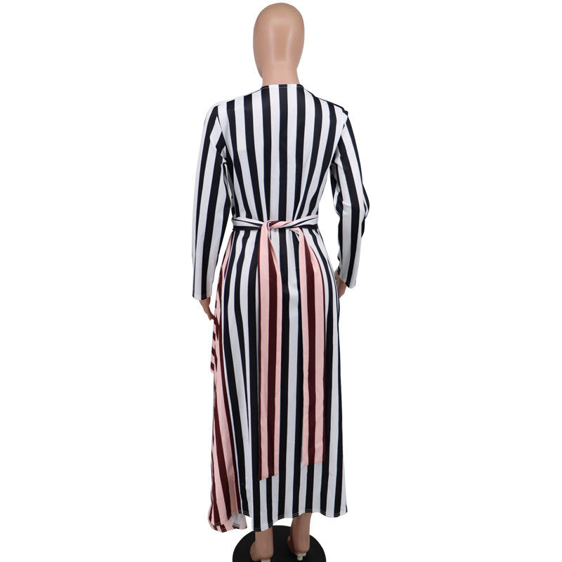 Women's Long-sleeved Loose Striped Design Sense Casual Dress