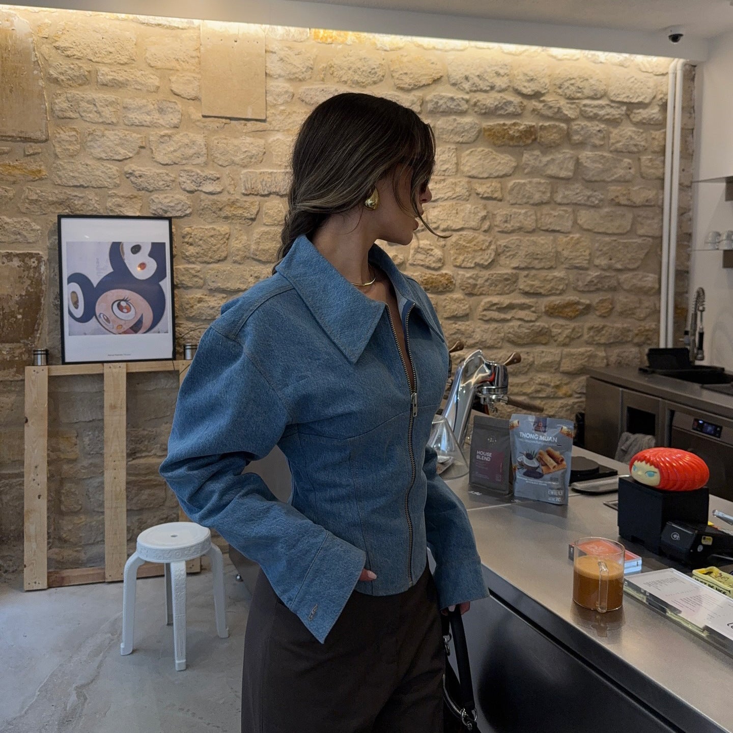 Lapel Denim Waist Slimming Temperament Wild Jackets