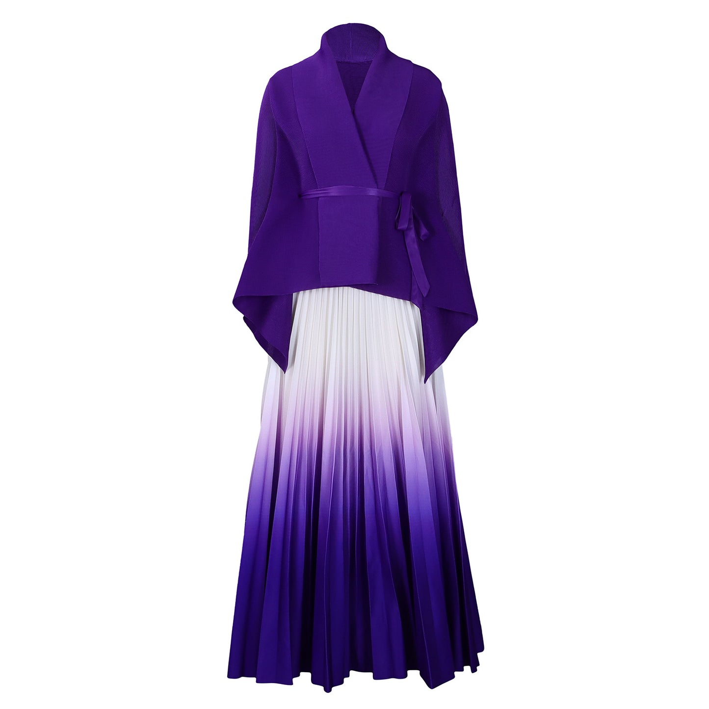 Women's Wear Autumn Large Fashionable Elegant Batwing Sleeve Gradient Color Two-piece Tops