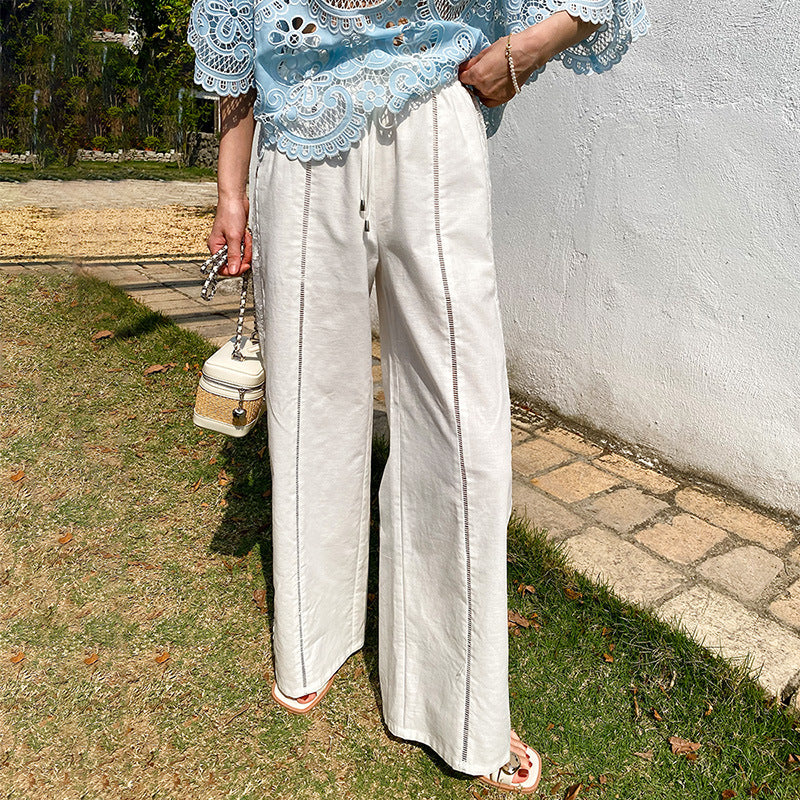 Women's Cotton Linen Trousers Vacation Casual French Style Pants