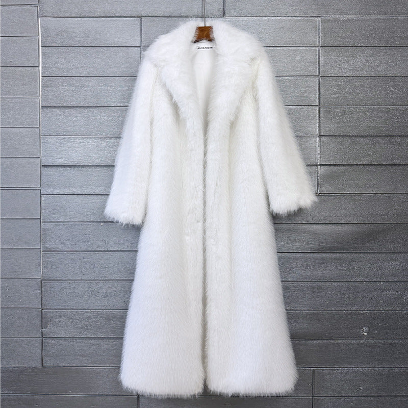 Women's Thick Imitation Plush Furry Fur Extended Coats