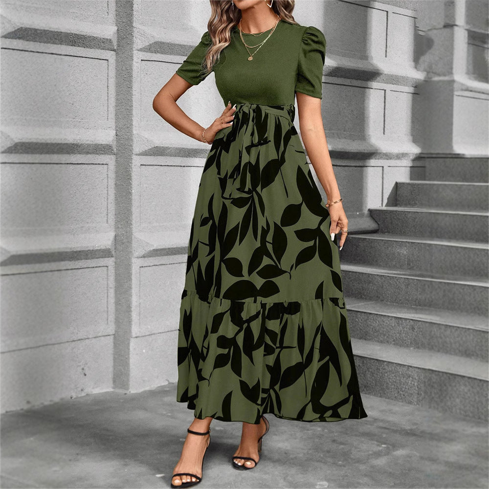 Women's Floral Print High Waist Fashion Elegant Dresses