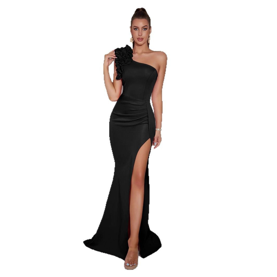 Women's Black French Style High-grade Sexy Sheath Dress