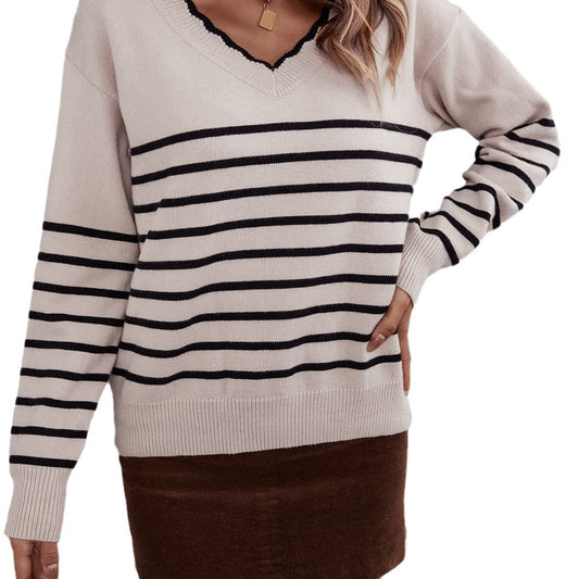 Women's Pullover Bottoming Shirt Striped For Sweaters