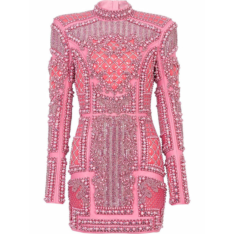 Fashion Diamond Beaded Sequins Stretch Tight Dress