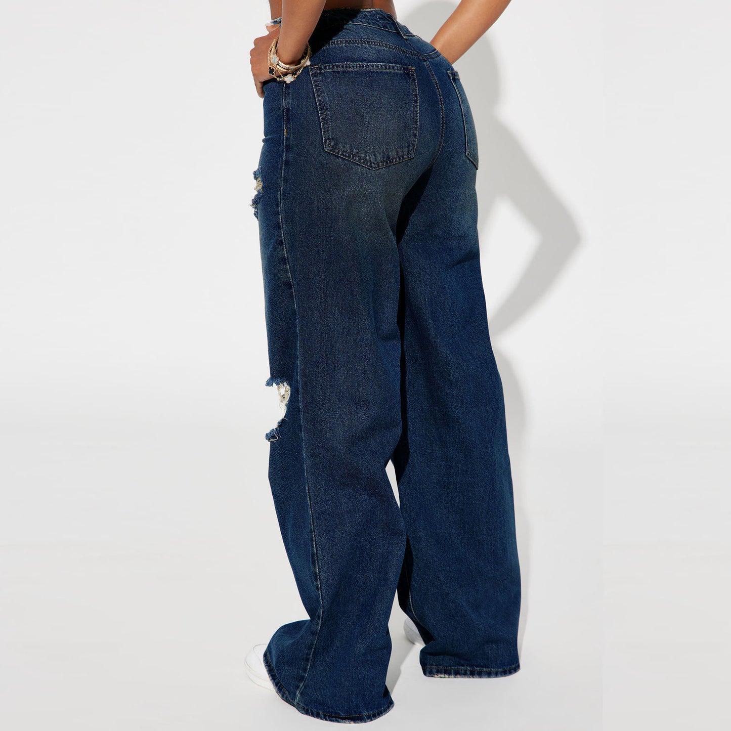 Women's Comfortable Unique Common Style Bagged Jeans