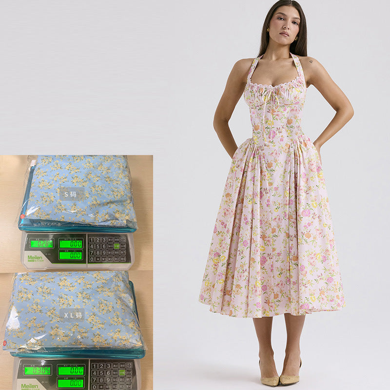 Summer Suspender Dress Fashionable Printed Halter Dresses