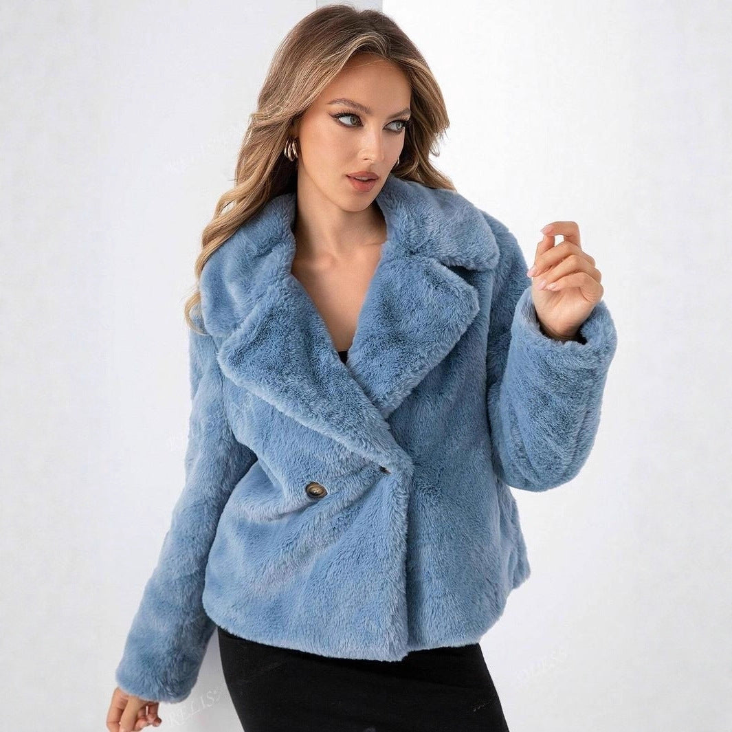 Women's Fur Imitation Fox Faux Long Sleeve Shorts