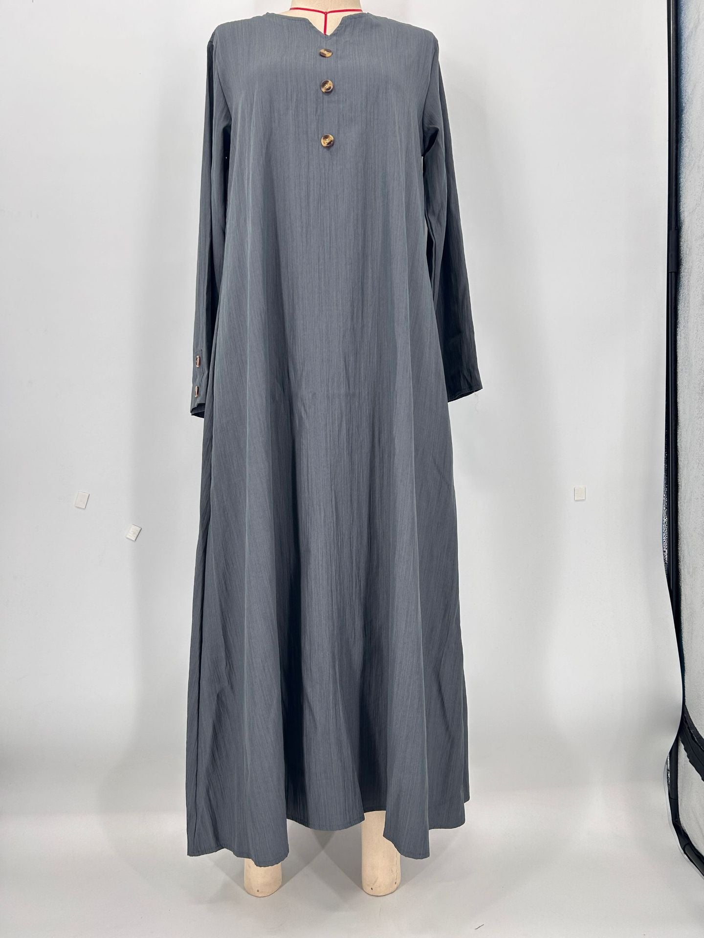Women's Casual Woven Fake Button Design Loose Dress