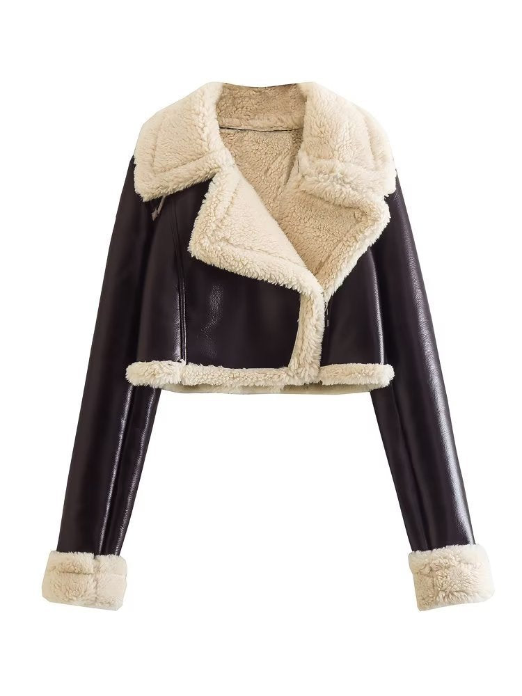 Women's Lapel Fur One-piece Fleece Double-sided Jackets